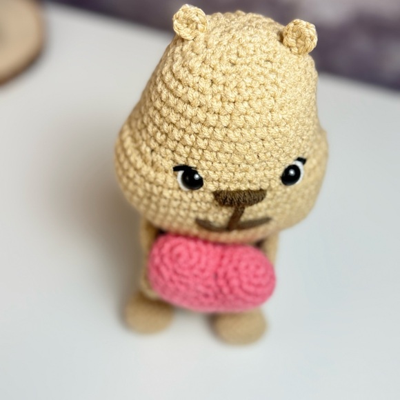 Handcrafted Quokka In Love Crochet Amigurumi With Heart - Picture 3 of 12